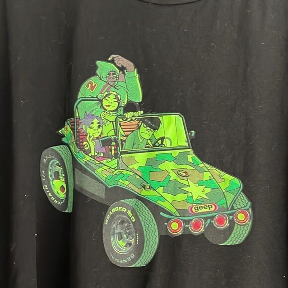 Gorillaz Virtual Band Graphic Tee shirt Riding in a Camouflage geep VTG RARE - Picture 2 of 5